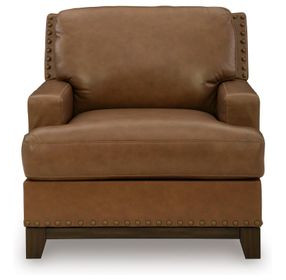 Brendola Amber Leather Upholstered Accent Chair with Nailhead Trim