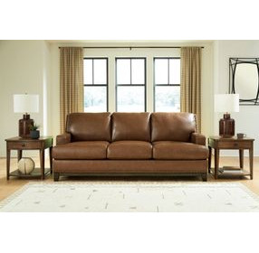 Brendola Amber Leather 90" Sofa with Nailhead Trim