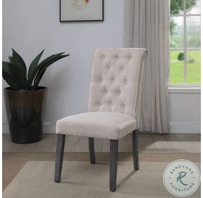 Yabeina Beige Linen and Gray Side Chair Set of 2