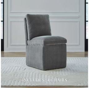 Accent Dining Sapphire Upholstered Pillowtop Dining Side Chair with Casters Set of 4