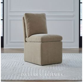 Accent Dining Wicker Upholstered Pillowtop Dining Side Chair with Casters Set of 4