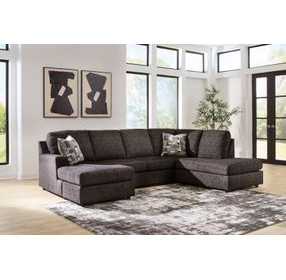 Coralene Onyx Performance Fabric 2 Piece Modular Sectional with RAF Corner Chaise and Pillows