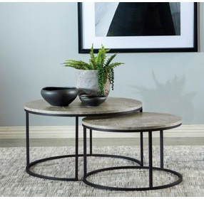 Lainey Grey And Gunmetal 2 Piece Nesting Coffee Table