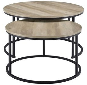 Lainey Distressed Pine Round Nesting Occassional Table Set