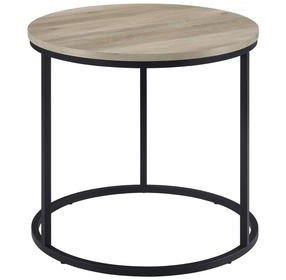 Lainey Distressed Pine Round End Table