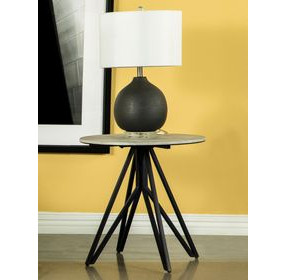 Hadi Cement And Gunmetal End Table