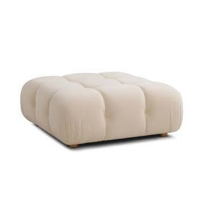 Calliope Off White Performance Velvet Upholstered Square Modular Ottoman