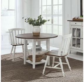 Al Fresco Graphite and Whitestone 42" Drop Leaf Round Dining Table