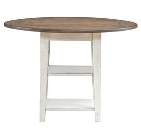 Al Fresco Graphite and Whitestone Drop Leaf Round Dining Room Set