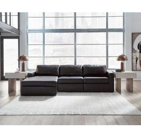 ModMax II Black Leather 3 Piece Sectional Sofa Chaise
