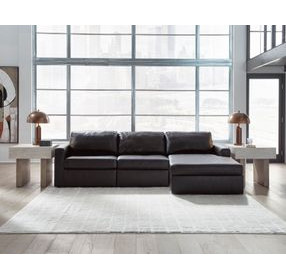ModMax II Black Leather 3 Piece Sofa Chaise Sectional