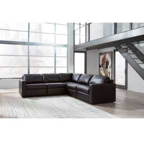 ModMax II Black Leather 5 Piece Sectional