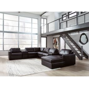 ModMax II Black Leather 8 Piece Storage Consoles Sectional with Chaise