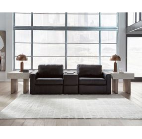 ModMax II Black Leather 3 Piece Sectional Sofa with Storage Console