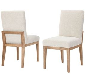 Dovetail Bleached White and Oatmeal Performance Fabric Side Chair