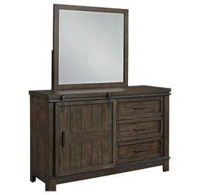 Thornwood Hills Rock Beaten Brown 3 Drawer Dresser with Mirror