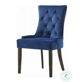 Farren Blue Velvet and Weathered Oak Side Chair with Nailhead Trim Set of 2