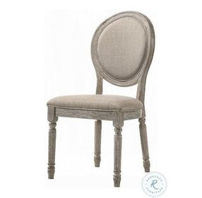 Faustine Tan Fabric and Salvaged Light Oak Side Chair Set of 2