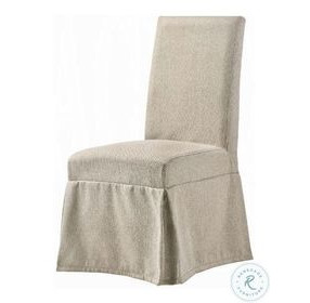 Faustine Tan Fabric and Salvaged Light Oak Skirted Side Chair Set of 2