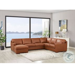 Langston Nutmeg Top Grain Leather LAF Chaise Sectional