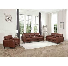 Elwyn Pecan Leather Living Room Set