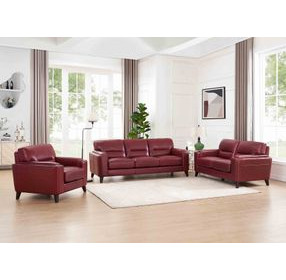 Elwyn Cranberry Leather Living Room Set