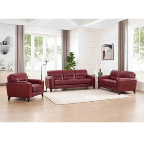 Elwyn Cranberry Leather Living Room Set