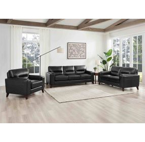 Elwyn Black Leather Living Room Set