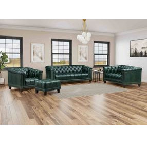 Picavel Green Leather Living Room Set