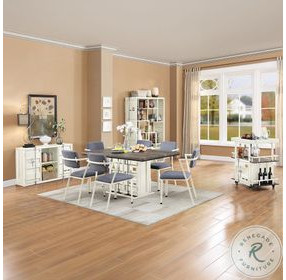 Cargo Gray Fabric and White Dining Chair Set of 2