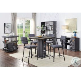 Cargo Fabric and Gunmetal Counter Height Chair Set of 2