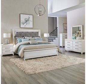 Reflections Pearl White and Rhinestone Lighted Rectangular Mirror