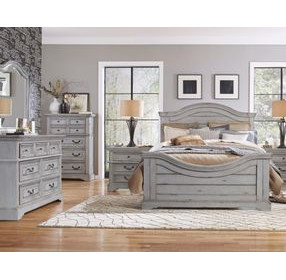 Stonebrook Light Distressed Antique Gray King Panel Bed