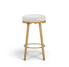Oodle Cream Performance Vegan Mohair Upholstered Bar Stool