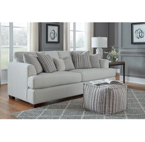 Claudia Natural Off White 92.5" Sofa with Throw Pillows