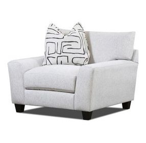 Durango Pewter Off White Performance Fabric Accent Chair with Throw Pillow