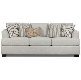 Durango Pewter Off White Performance Fabric 93" Sofa with Throw Pillows