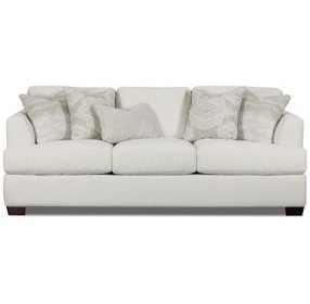 Hobnob Cotton Cream Performance Fabric 93" Sofa with Throw Pillows