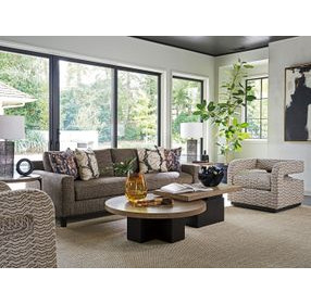 Coda Zanzibar Beige and Brown Upholstered Swivel Chair