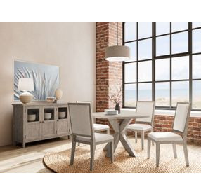 Bennett Frosted Gray Round Dining Room Set