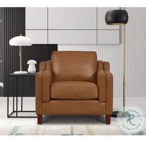 Isla Cognac Leather Upholstered Accent Chair
