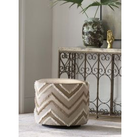 Silverado Brown Upholstered Round Waverly Swivel Ottoman