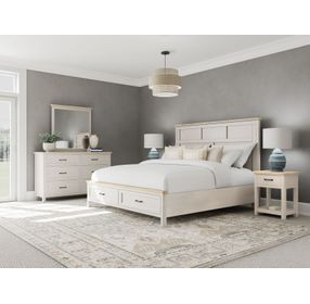 Glenndale Aged White Queen Storage Panel Bed