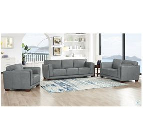 Preston Slate Gray Leather 93" Sofa