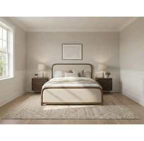 Zest Cream and Brown Upholstered Framed Panel Bedroom Set