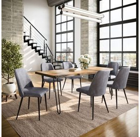 Nature's Edge Natural and Gray Upholstered 79" 7 Piece Dining Set