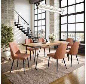 Nature's Edge Natural and Light Brown Upholstered 7 Piece Dining Set