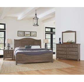 Cool Farmhouse Natural Gray King Sleigh Bed