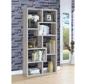 Theo Grey Driftwood 10 Shelf Bookcase
