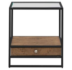 Norwood Weathered Oak and Black Rectangular Glass Top End Table